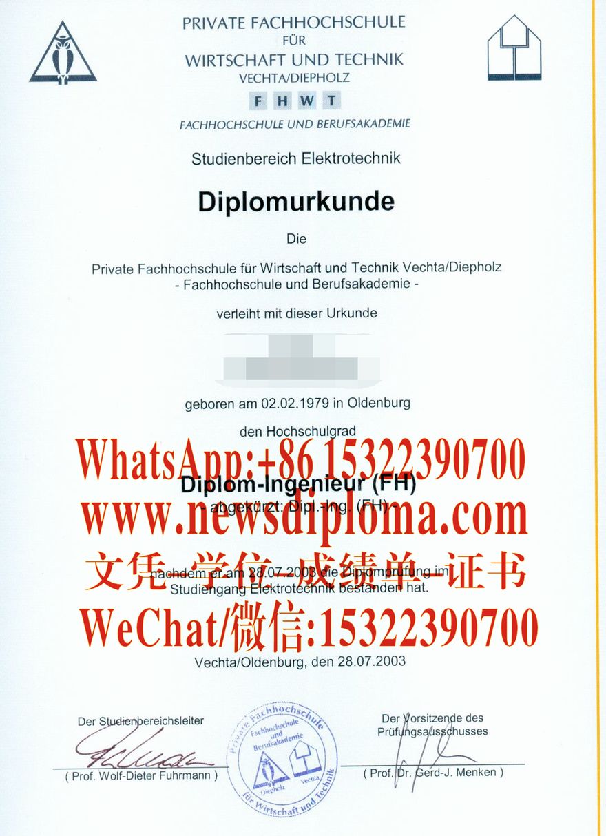 费希塔-迪普霍尔茨经济和技术私立高等专业学院毕业证原版定制